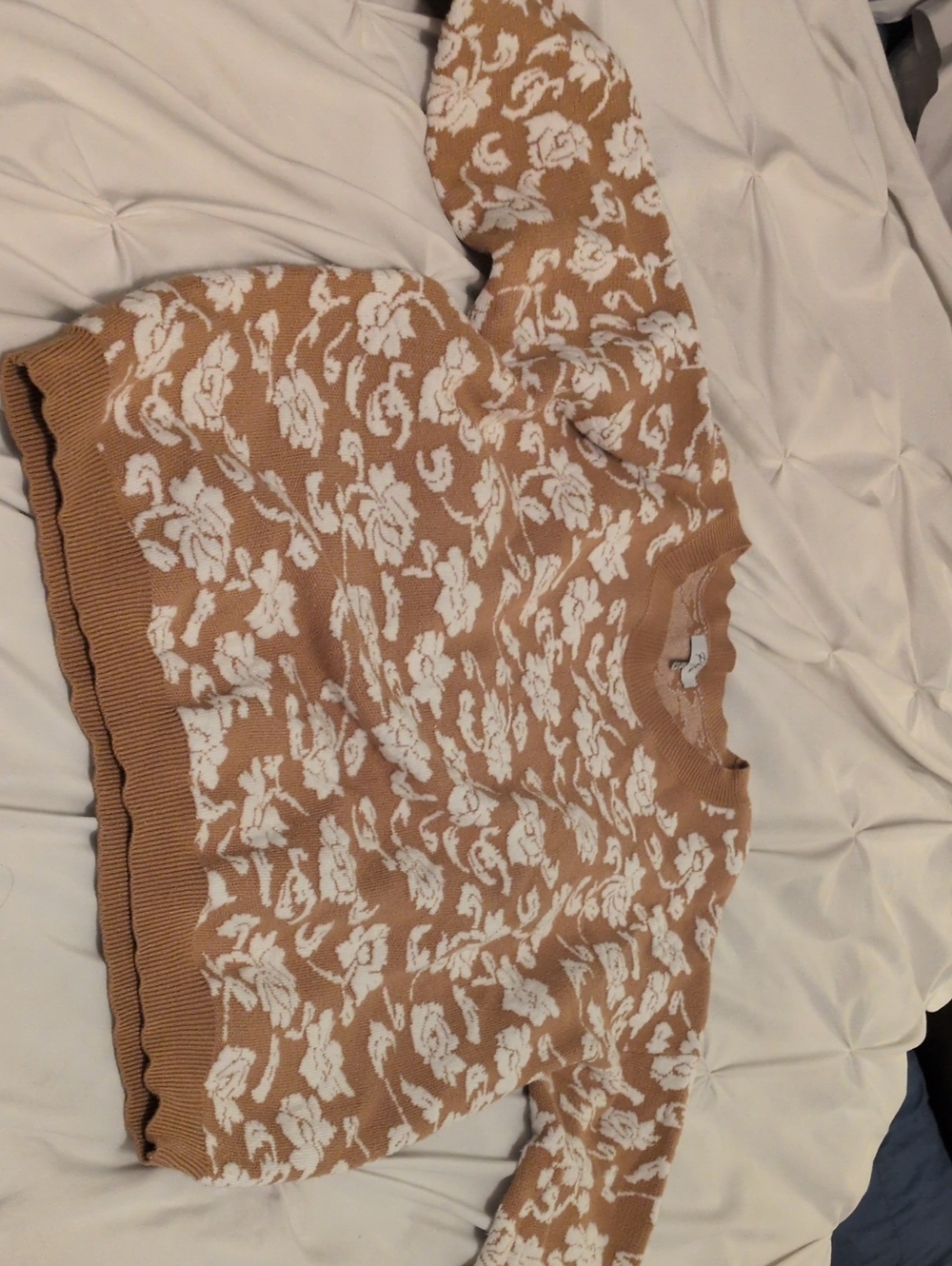 Polagram Cream Floral Crewneck Sweater on Tan